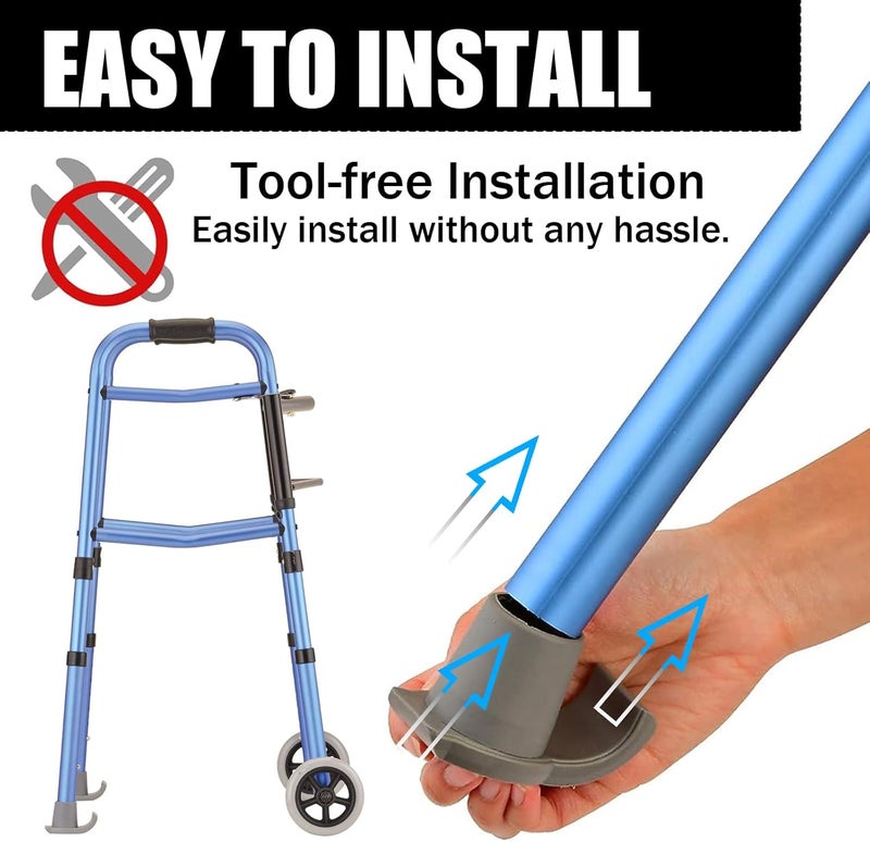 Magicorange 4 Pcs Walker Glide Skis,1 inch Universal Fit Walker ski Glides,Easy to Use Rubber Walker Glides,Walker Feet Replacement (Grey) - Image 5